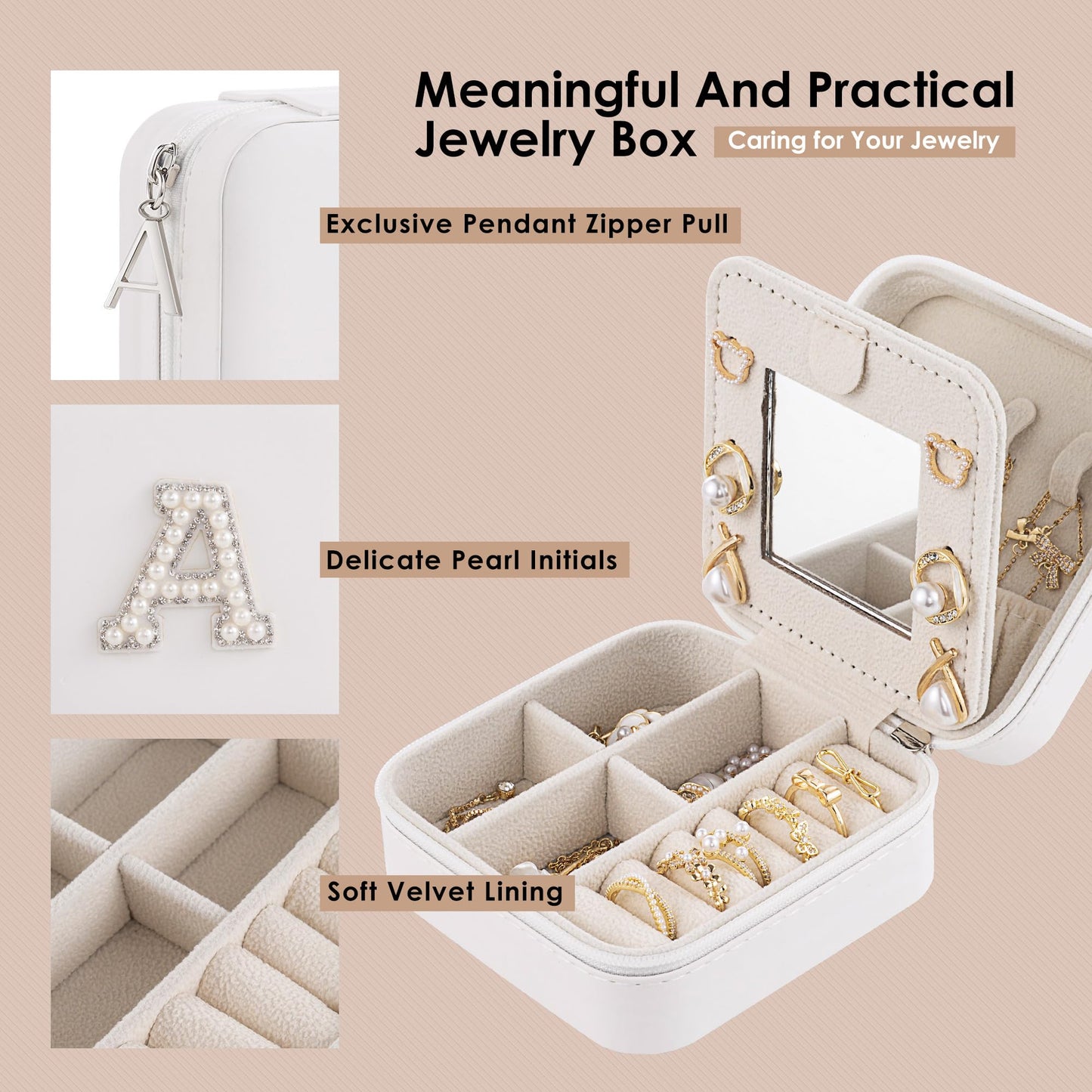 Nymtavia Birthday Gifts for Women - Initial Jewelry Box, Travel Case Organizer for Wife, Girlfriend, Graduation & Bridesmaid Gift