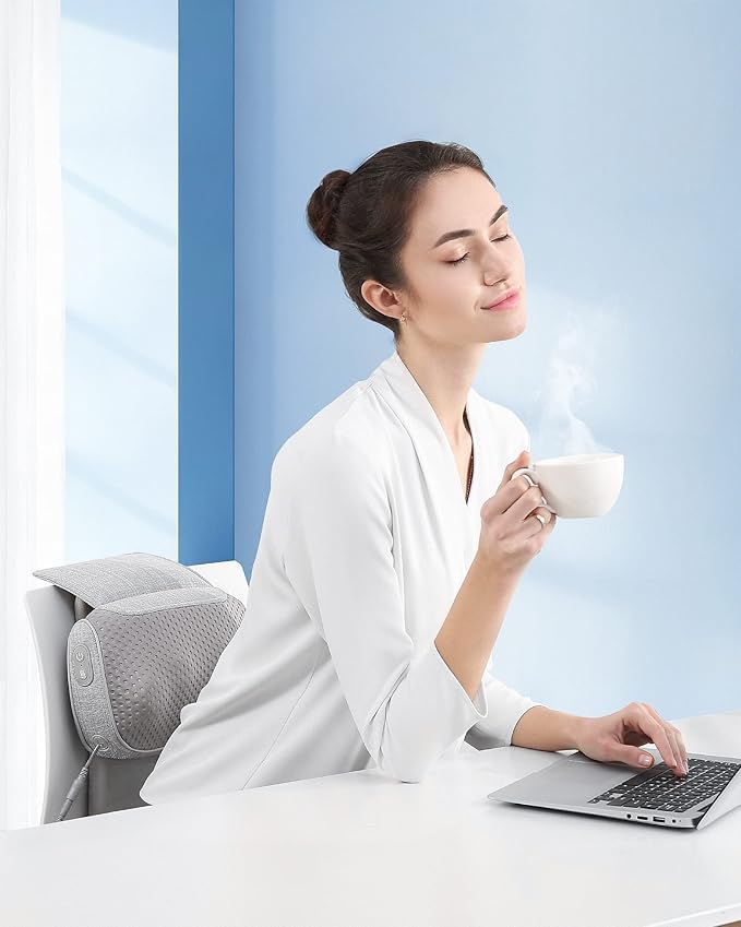 Careboda Neck and Back Massager, Shiatsu Shoulder Massage Pillow with Soothing Heat, 3D Kneading Deep Tissue Massages for Muscle Pain Relief, Perfect Gifts for Friends, Family, Lover