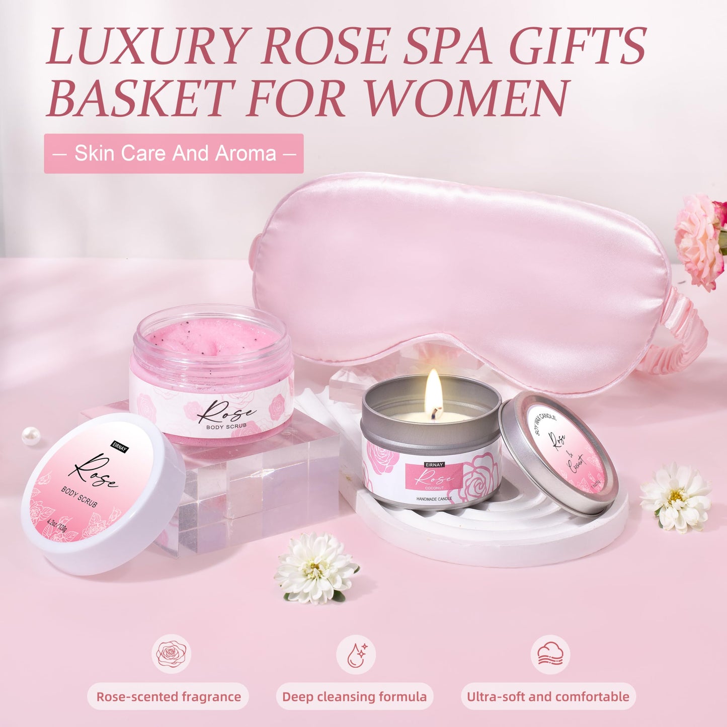 EIRNAY Gifts for Women Birthday Gift Baskets Home Spa Relaxing Self Care Gift for Woman Mom Her Sister Wife Auntie Care Package Thank You Gift Bridal Shower for Women Friendship Ideas