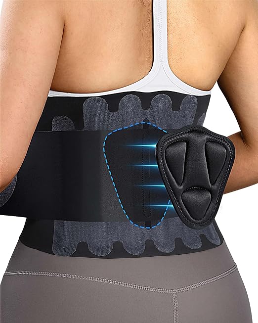 0.5mm Ultra Thin Back Brace with 3D Lumbar Pad, Seamless Yoga Fabric, Lightweight Back Brace for Lower Back Pain Women Men, Sciatica, Posture, Back Support Brace for Wearing Under Clothes