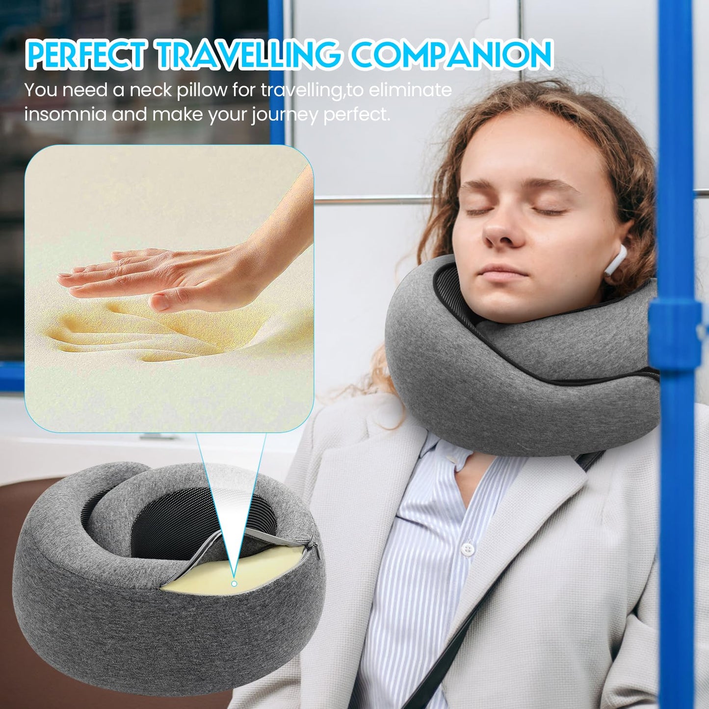 2024 New Memory Foam Travel Pillow for Airplanes,Neck Pillow for Traveling,Neck Plus Travel Pillow,Neck Plus Travel Neck Pillow