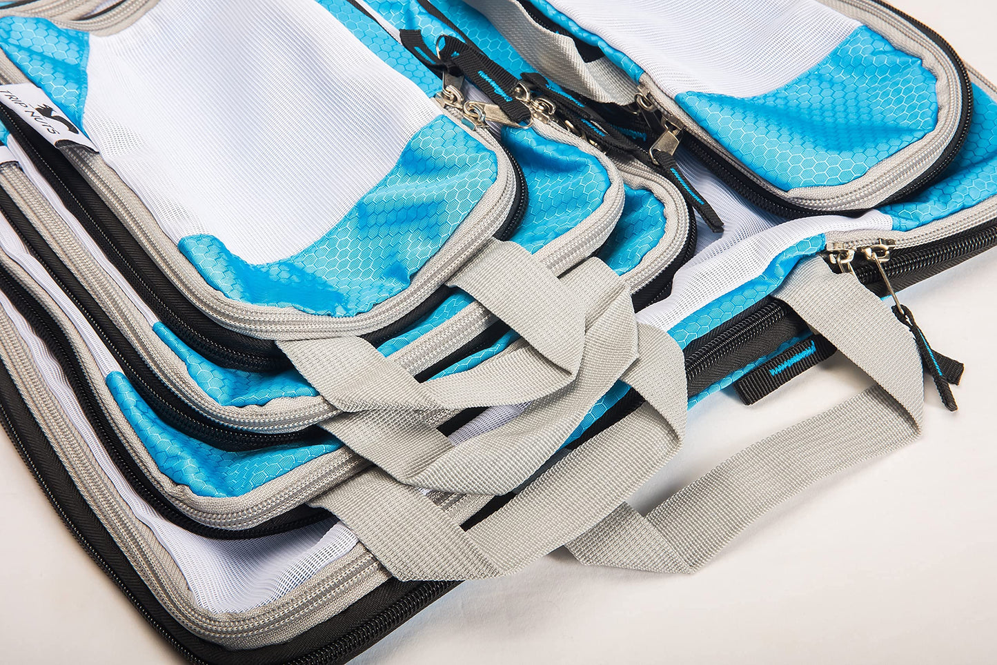 TRIP NUTS 6 Piece Travel Compression Packing Cubes Set - Luggage Organizer, BlueWhite
