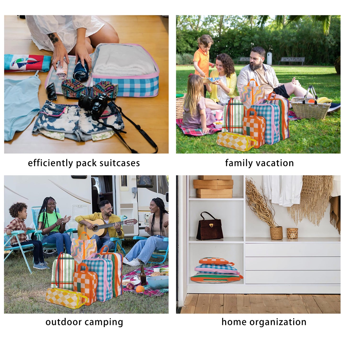 6 Pcs Compression Packing Cubes, Packing Cubes for Travel, Waterproof Luggage Organizer Bags Set, Cute Packaging Cubes for Women Kids Backpack Carry-Ons