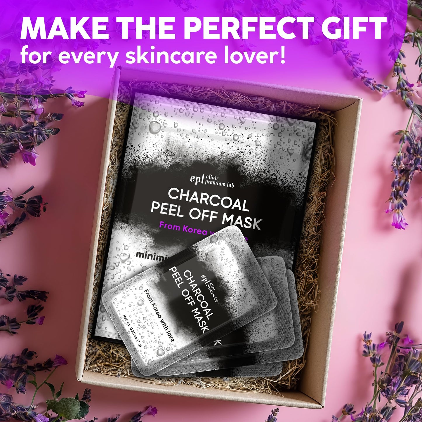 Korean Activated Charcoal Face Mask Peel Off - Blackhead Remover Mask - Facial Peeling & Nose Pore Cleaner - Black Head Remover for Face - Alternative to Pore Strips - Korean Skin Care Masks - 8 Pack