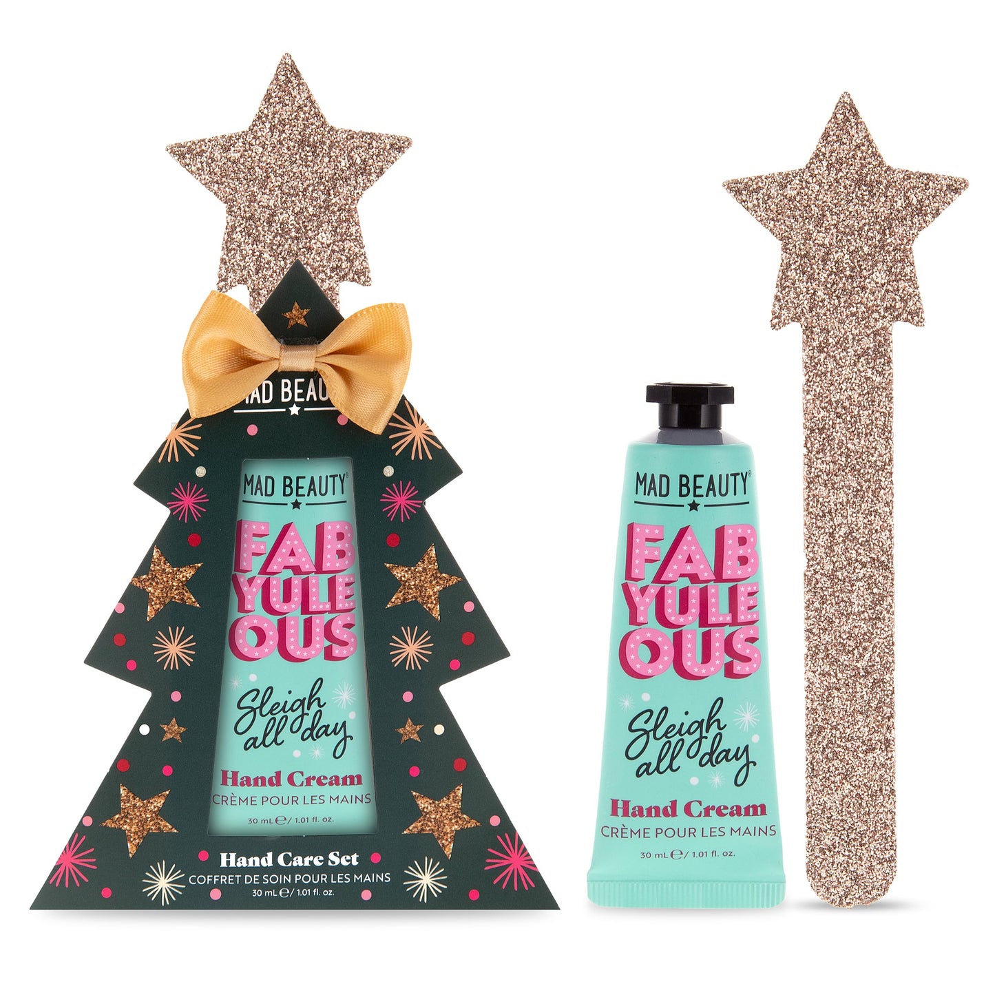 MAD Beauty FabYuleOus Hand Care Set, Christmas Tree Hand Cream & Nail File, Berry Scented & Enriched with Shea Butter, Hydrating & Nourishing, Great Self-Care Gift
