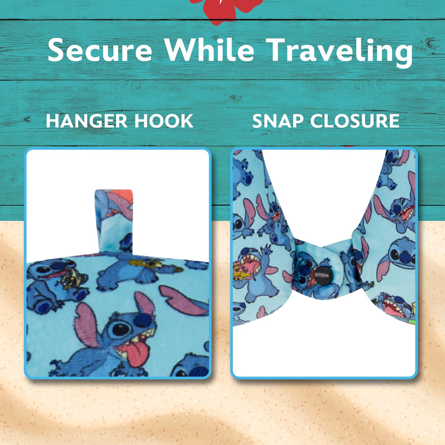 Disney Stitch Kids Travel Neck Pillow for Airplane, Car and Office Comfortable and Breathable, Blue