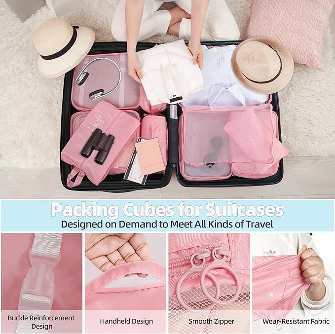 10 Pcs Set Packing Cubes - Travel Packing Organizers, Expandable Suitcase Organizer, Luggage Organizer Bags