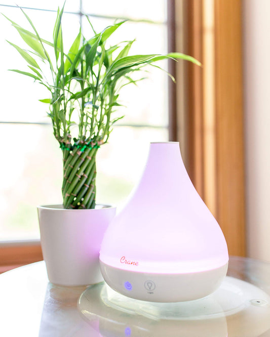 Crane Small Ultrasonic Diffuser and Air Humidifiers for Bedroom and Office, .35 Gallon Cool Mist Humidifier for Personal Use, No Humidifier Filters Needed, White
