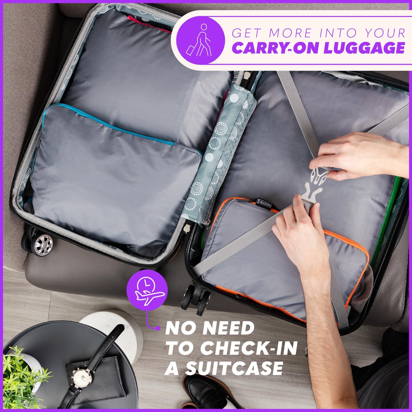 4 Set Packing Cubes for Carry On Suitcase - Best Travel Organizer Bags with Inside Pockets