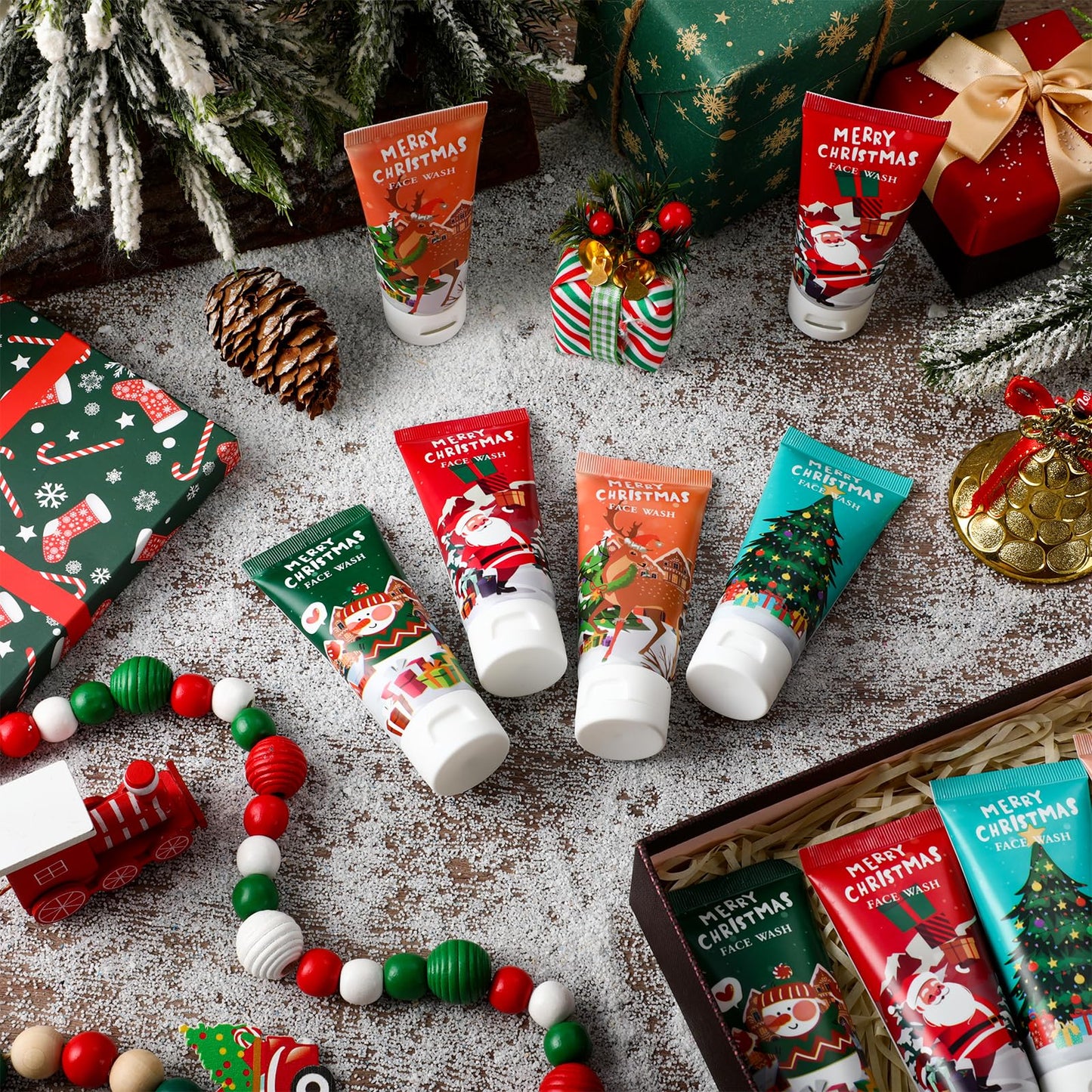 Linyuthia 36 Pcs Christmas Face Wash Bulk Christmas Gifts Facial Cleanser Stocking Stuffers Women Mini Travel Size Facial Wash Cleansing Bulk Holiday Gift Set for Adult Coworker, 40 ml