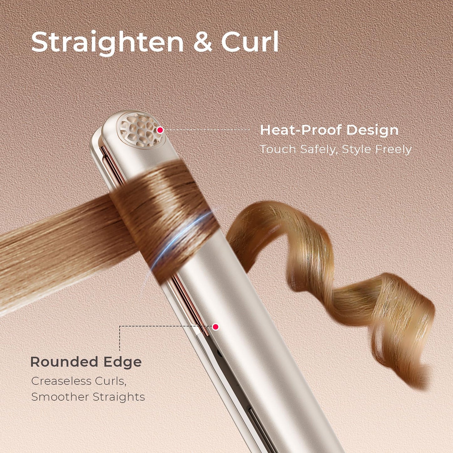 TYMO Flat Iron Hair Straightener - Titanium Hair Straighteners for Women, 1 Inch Professional Travel Flat Iron, Portable Straightener and Curlers with 10s Heat Up, 32 Temp, Dual Voltage & LED Display