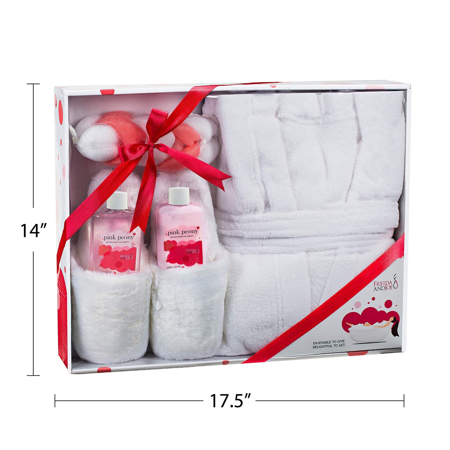 Luxury Home Spa Gift Basket with Pink Peony Scent - Indulgent Ultra Soft Bathrobe & Plush Slipper Spa Box for Women - Complete Bath & Body Set Luxury Body Care