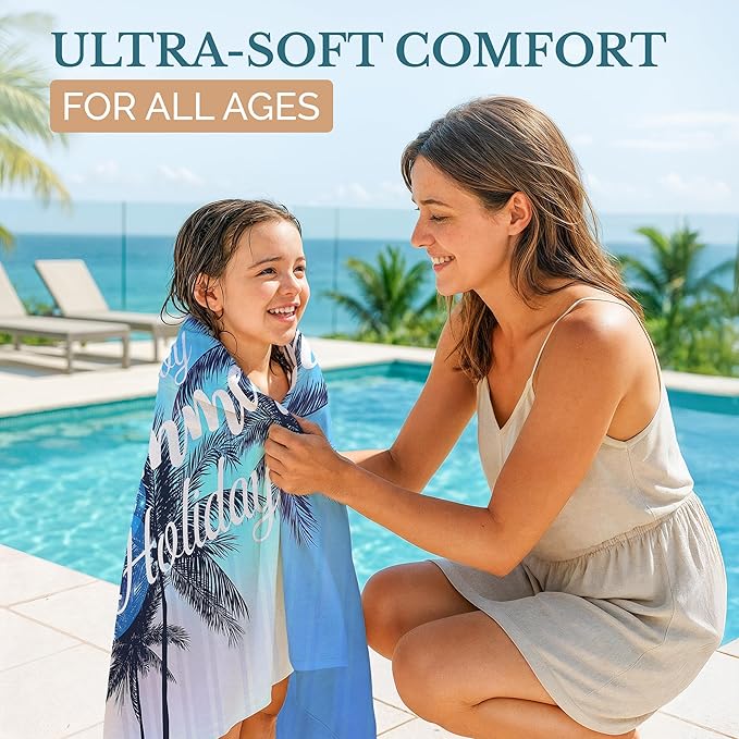 Casa Platino Pool Towel 2 Pack – Extra Large 32"x71" Quick Dry, Lightweight Microfiber Beach Towels for Poolside, Summer Camping & Travel – Sand Free & Compact – Eden