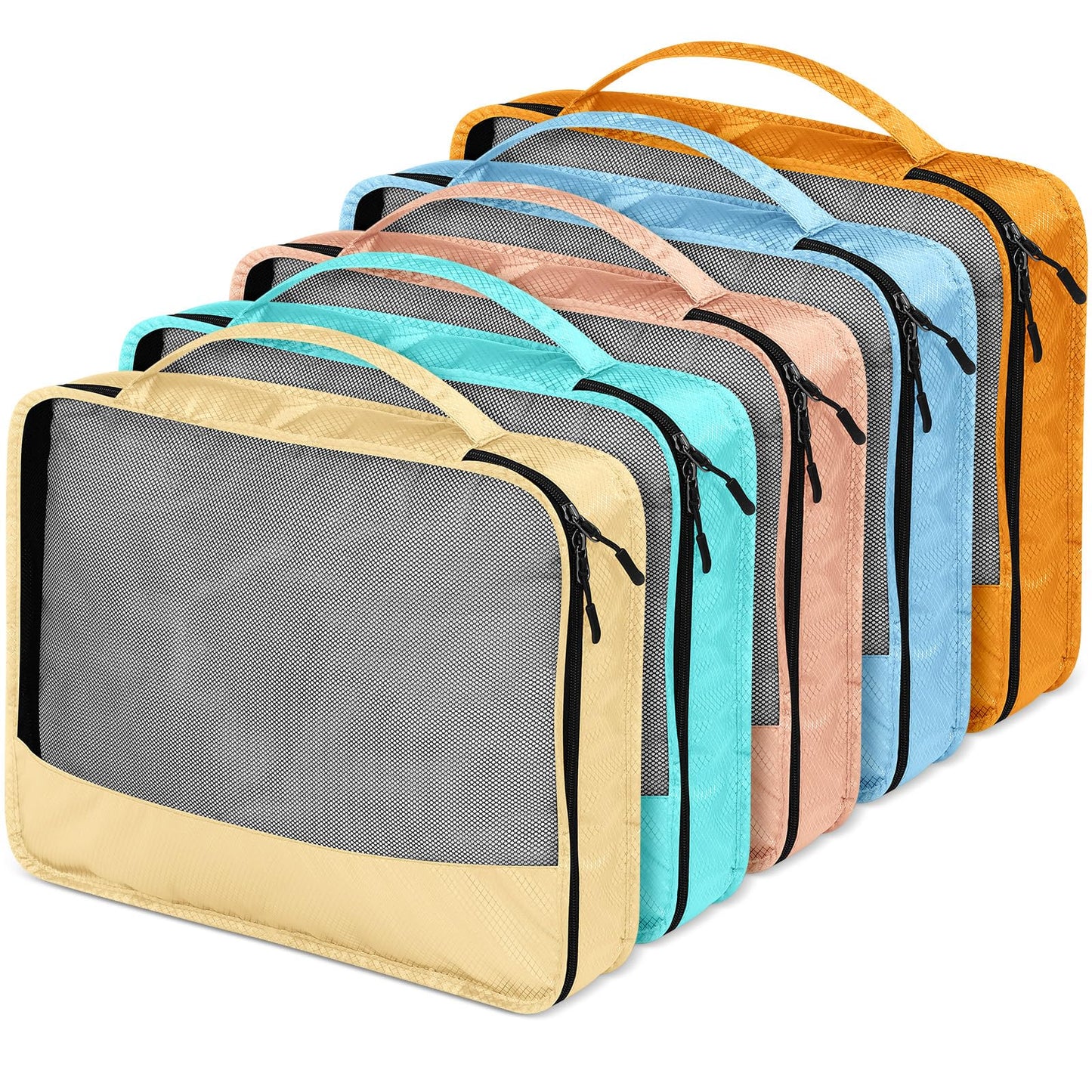 Bulyoou 5 Pcs Packing Cubes for Suitcase Large Travel Cubes Carry on Luggage Organizer Bags for Clothes Accessories (L,Pastel)