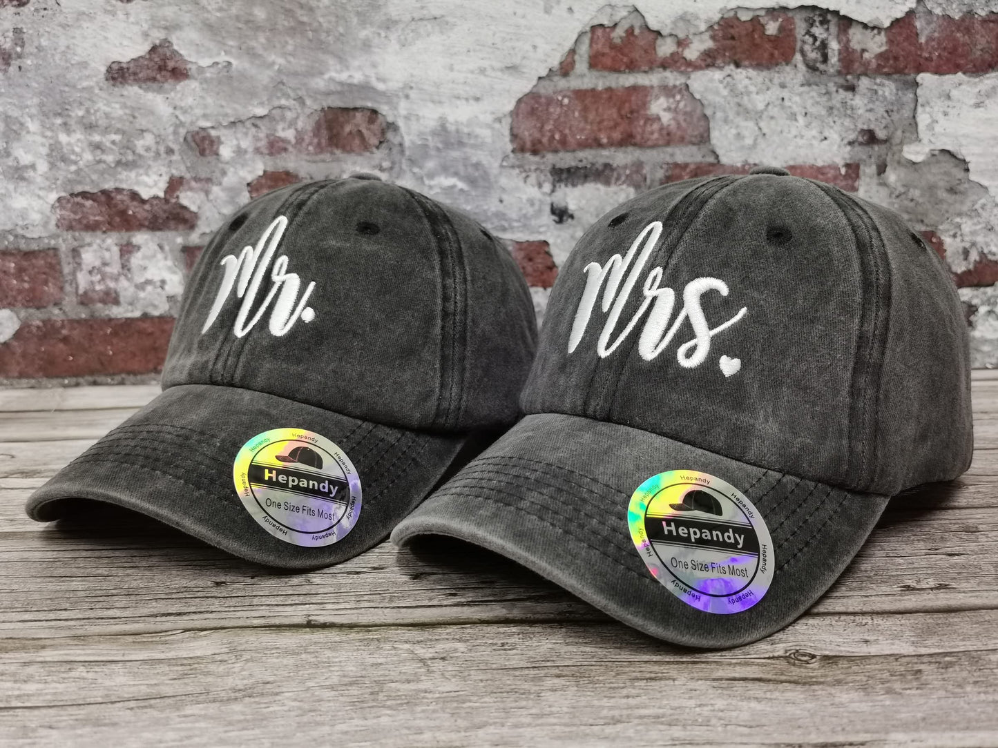 Matching Mr and Mrs Baseball Hats, Washed Black & Black Embroidered Hats Caps Couples Set, Bridal Gift, Newlywed Honeymoon Wedding Gift