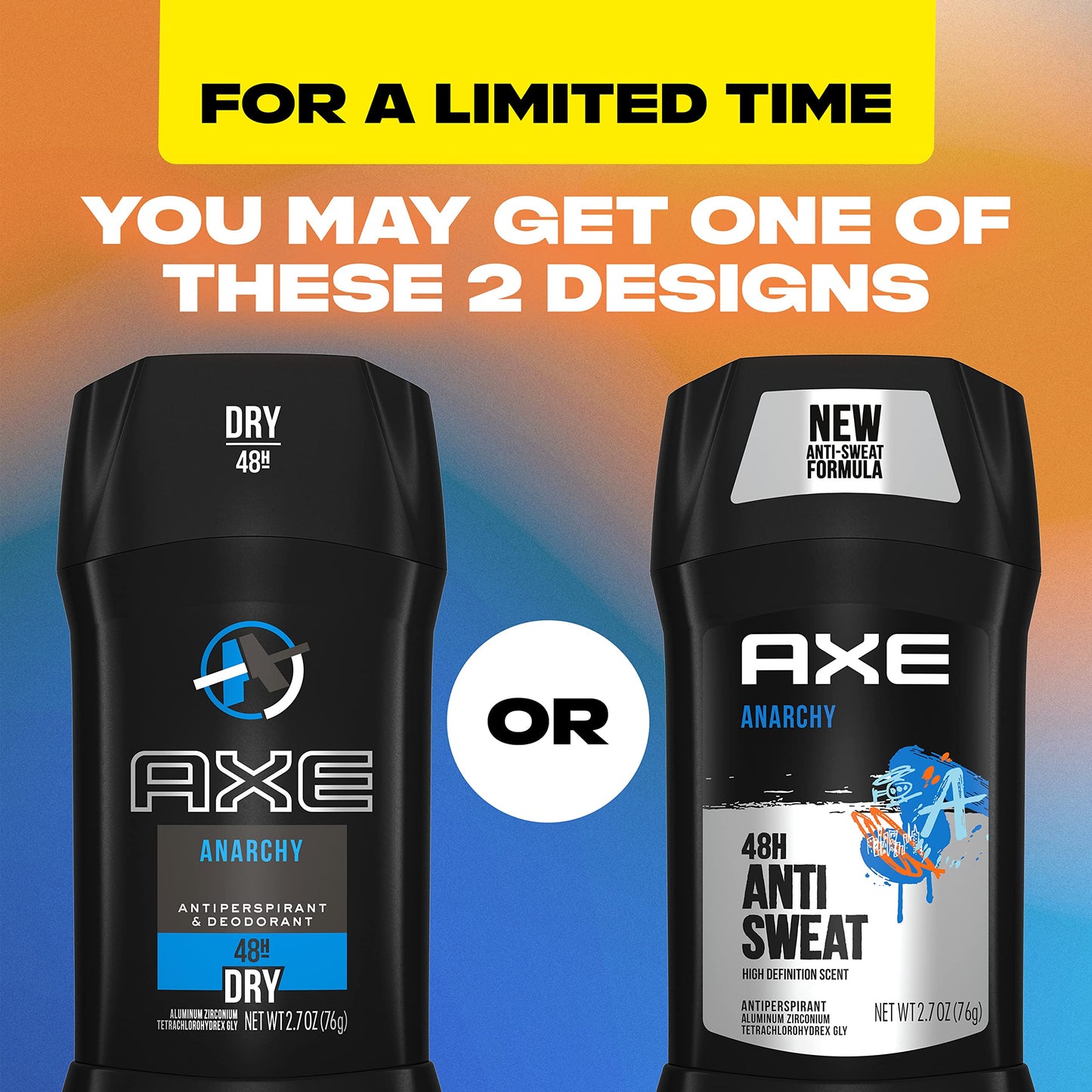 AXE Antiperspirant Stick For Men 48 Hour Sweat and Odor Protection For Long Lasting Freshness, Anarchy Dark Pomegranate And Sandalwood Men's Deodorant 2.7oz 4 Count