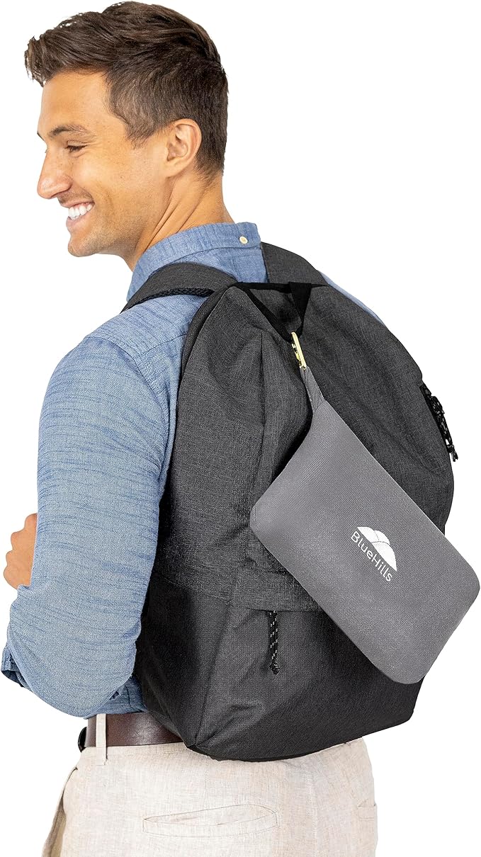 BlueHills Travel Blanket Pillow Compact Lightweight Pocket Size Airplane Traveling Essential Flight Trip Throw in Bag Portable Case Plane Accessory Gray L01