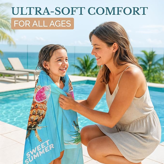 Casa Platino Oversized Beach Towel 2 Pack – Extra Large 32"x71" Lightweight Microfiber, Quick Dry & Sand Free, Perfect for Pool, Beach or Camping – Ideal for Summer Travel – Devil