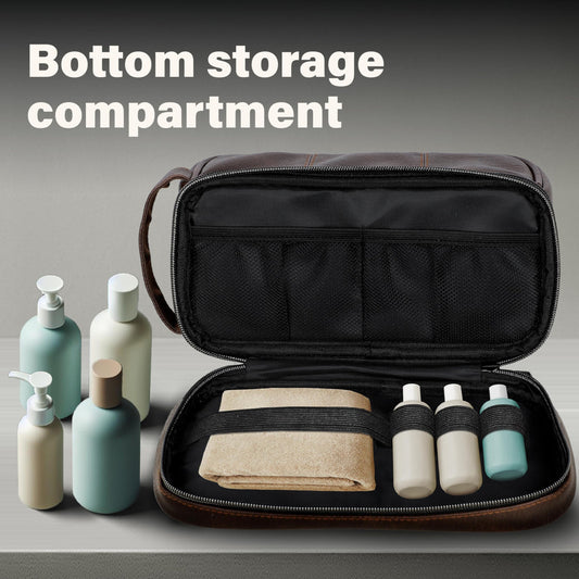 emissary Leather Men's Travel Toiletry Bag, Water Resistant Travel Bathroom Bag Men's Shaving Kit, Valentines Day Gifts for Men, Travel Kit Small Bags for Men, Shaving Bag for Travel Accessories