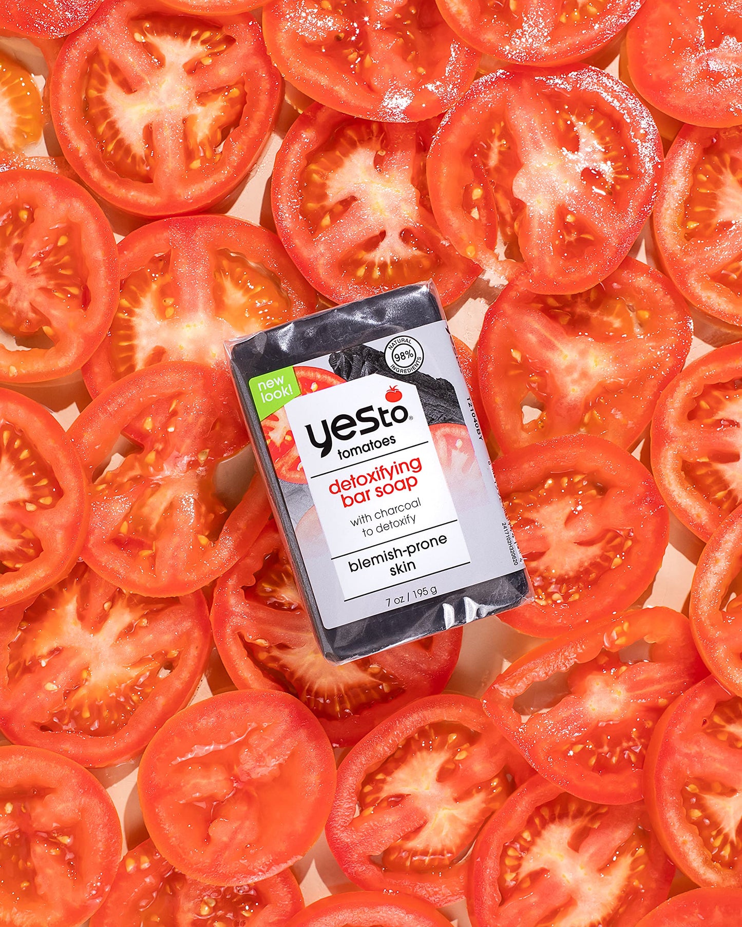 Yes To Tomatoes Detoxifying Charcoal Bar Soap, Exfoliating Acne Face Wash Helps Draw Out Impurities & Deep Clean Pores, With Salicylic Acid and Jojoba Oil, Natural Vegan & Cruelty Free