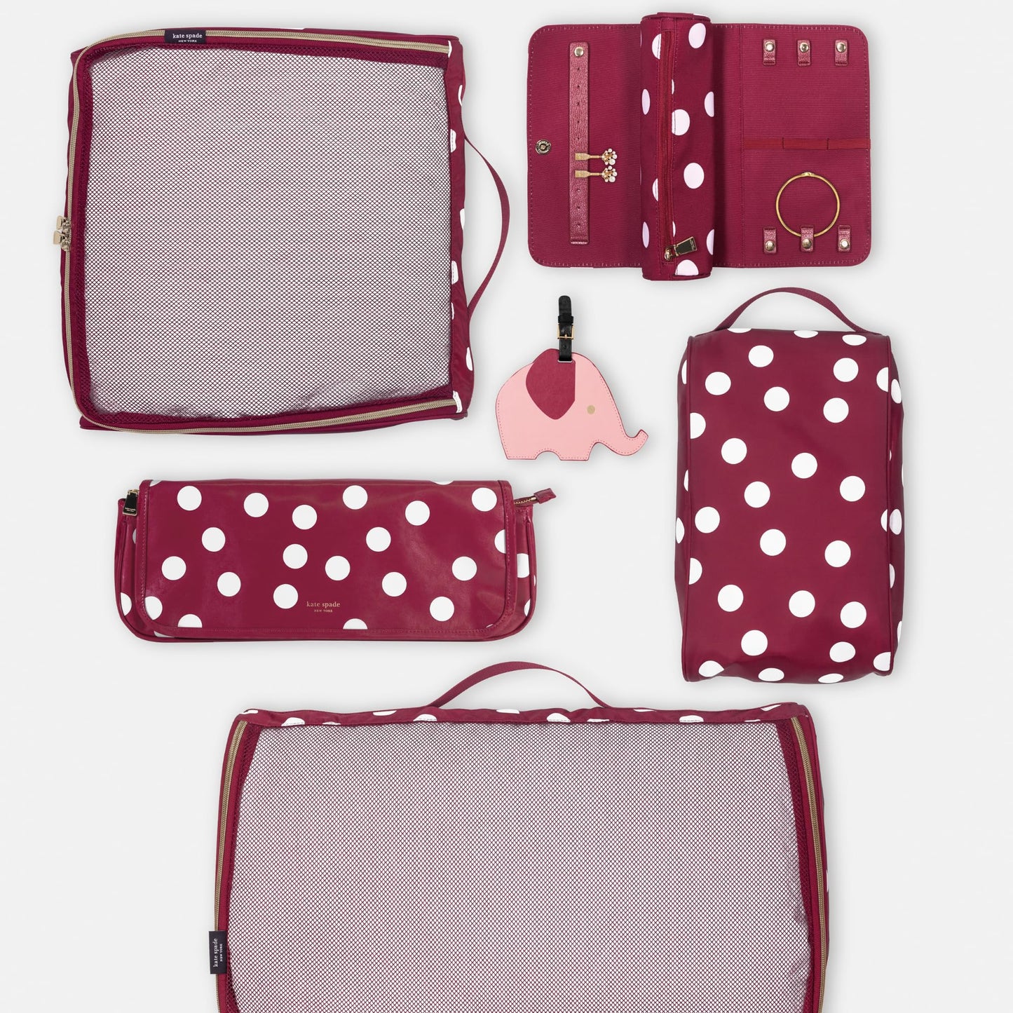 kate spade new york Travel Jewelry Case Organizer, Fabric Jewelry Box for Women, Cute Jewelry Organizer Holds Necklaces, Rings, Bracelets, Small Jewelry Roll (Julie Dot)