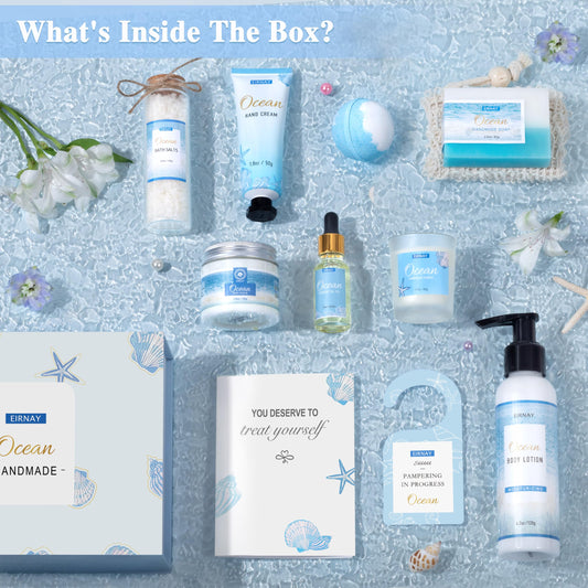 Gifts for Women, Birthday Gifts for Women, 12Pcs Ocean Relaxing Spa Gifts Basket, Bath and Body Gifts Set, Self Care Package for Mom, Wife, Girlfriend, Sister, Female Friends
