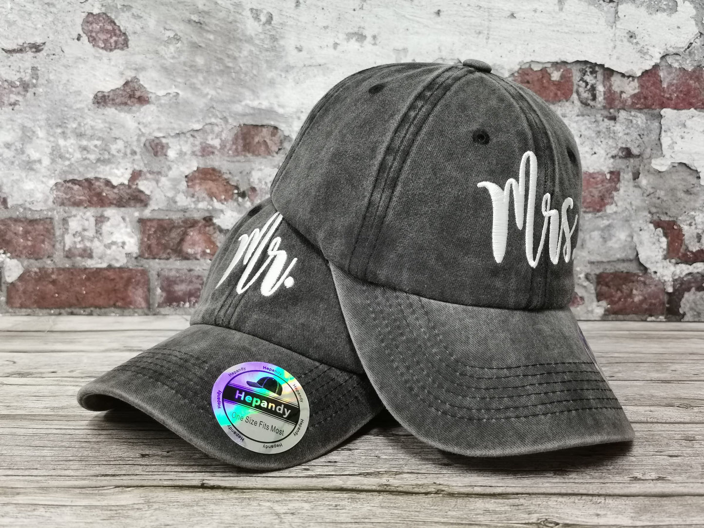 Matching Mr and Mrs Baseball Hats, Washed Black & Black Embroidered Hats Caps Couples Set, Bridal Gift, Newlywed Honeymoon Wedding Gift