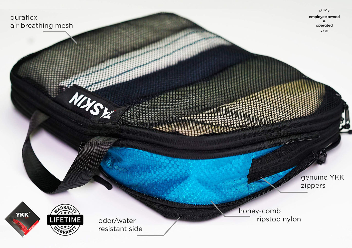 Taskin Compression Packing Cubes | Separate Clean & Dirty Compartments w/Flexible Separator | YKK Zippers | | Set of 2 (2XL)