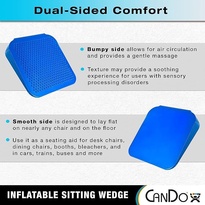 CanDo Sitting Wedge Active Seat Wobble Cushion for Posture, Back Pain, Stress Relief, Restlessness, and Anxiety - Adult Size, 14" x 14"