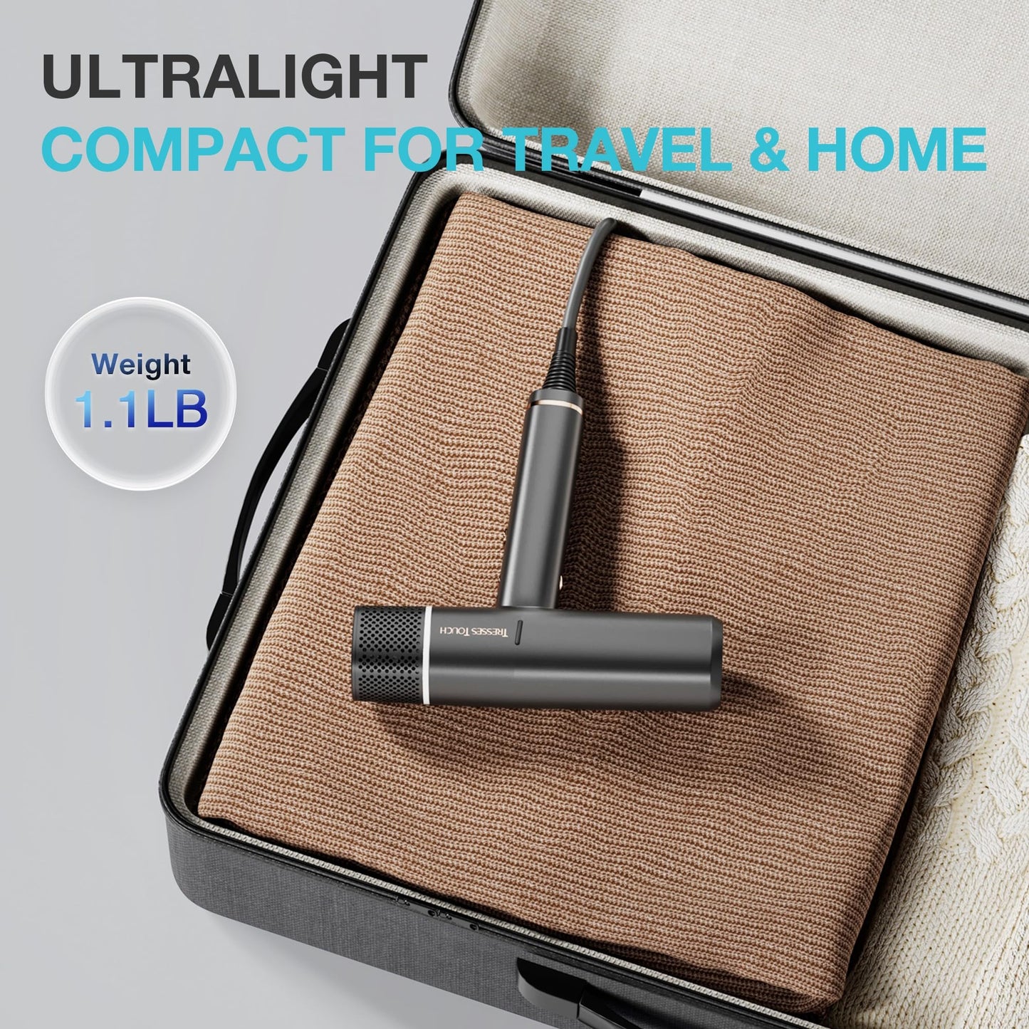 Professional Hair Dryer, High Speed Portable Ionic Hair Blow Dryer with Diffuser for Women & Men, 3 Temps/2 Speeds, 6.56 Ft Cord, Best for Straight & Wavy Hair, for Home Travel, Black