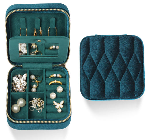 Vidifina Travel Jewelry Case-Velvet Organizer Adjustable Compartments for Necklaces, Rings | Portable Luxury Travel Jewelry Box for Women, Gift-Worthy Design