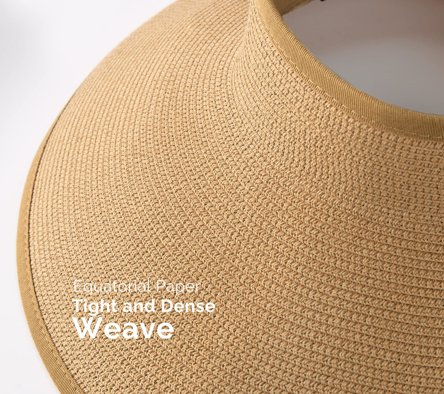 Camptrace Sun Visors for Women Wide Brim Beach Hat Foldable Straw Visor Hat Ponytail Summer Packable UPF 50+