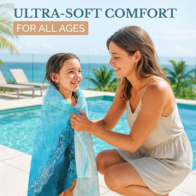 Casa Platino Beach Towels 2 Pack – Extra Large 32"x71" Quick Dry Towel, Lightweight Microfiber Beach Towel for Pool, Camping & Travel – Ideal for Summer, Travel, Poolside & Beach – Sauble