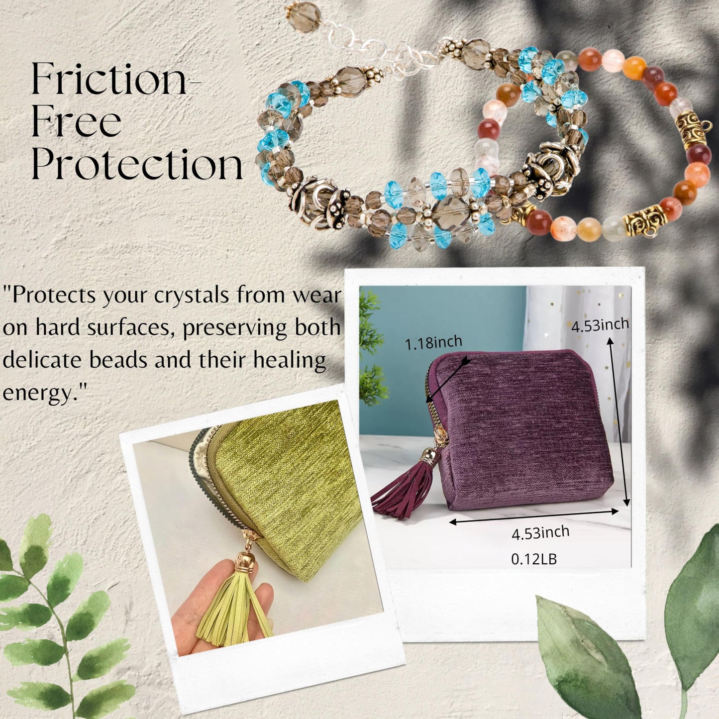 CHIMORY 2025 New Travel Jewelry Case – Portable Organizer for Rings, Bracelets, & Bangles with Tassel Zipper, Elegant Jewelry Roll for Journey, Crystal Jewelry Storage Pouch, Mini, Avocado Green