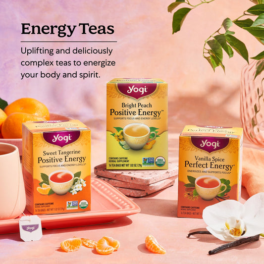 Yogi Energy Variety (3 Pack) Organic Sampler & Tea Gift Set – Contains Caffeine – 48 Tea Bags