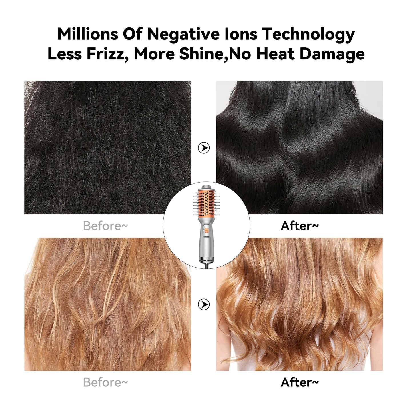 Double Voltage Mini Hair Dryer Brush,Traval Hair Brush 100-240V,3 Heat & 2 Speed Settings Oval Barrel Thermal Brush,Blow Dryer Brush for Dry,Straightening,Voluming