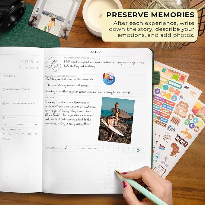 Clever Fox Bucket List Journal Large – Inspirational Book for Memories & Adventures – Motivational Bucket List Notebook for Couples, A4 (Forest Green)