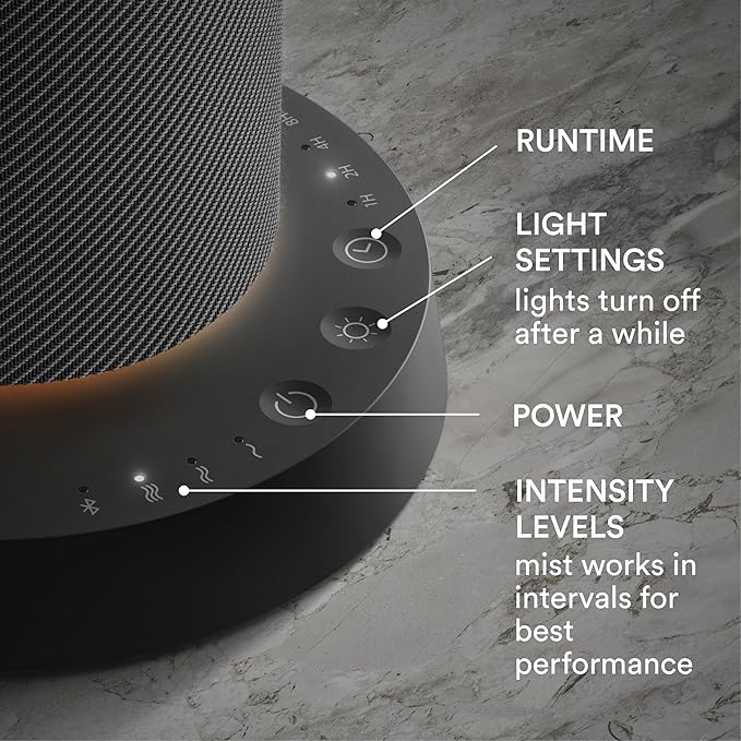 Homedics SereneScent Fabric Rechargeable Waterless Diffuser, Use with Homedics SereneScent Oil 120ml (Sold Separately) Cordless Aromatherapy, Adjustable Mist & Timer, 6 Calming Lights, Black