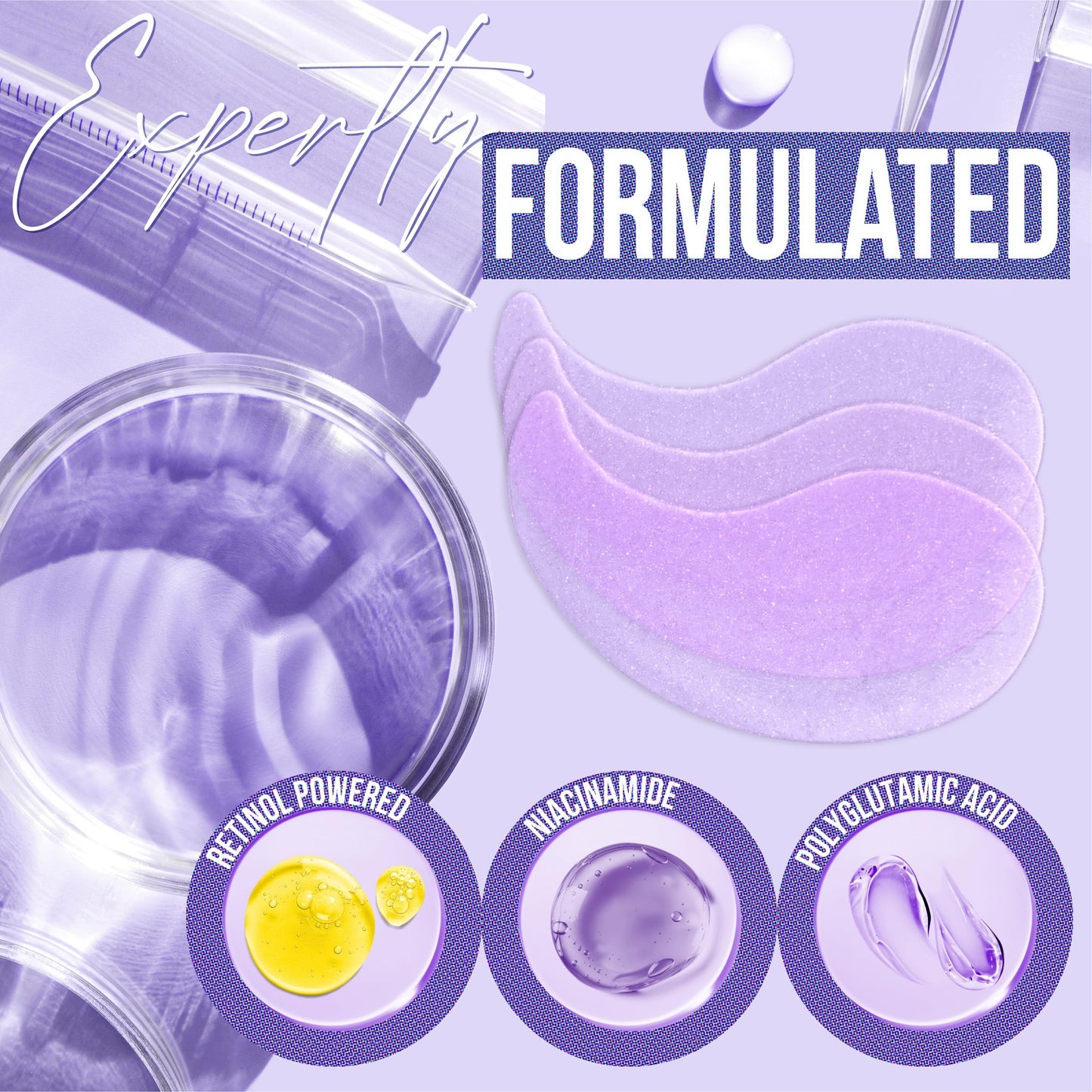 DIAMOND GAZE Under Eye Patches 28 Pairs, Rejuvenate Eye Area, Soothing Hydrate Brighten Skin, Plumps Fine Lines, Hydrogel Eye Mask with Retinol, Niacinamide and Polyglutamic Acid, Eye Gel Pads