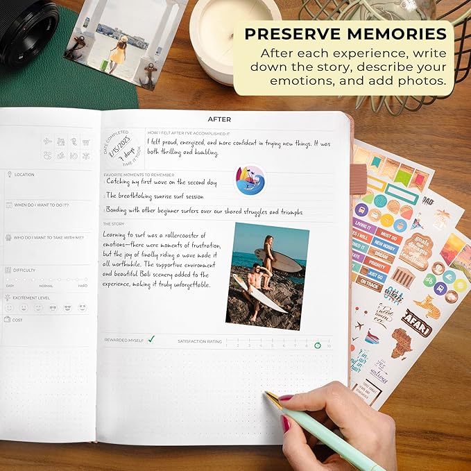 Clever Fox Bucket List Journal Large – Inspirational Book for Memories & Adventures – Motivational Bucket List Notebook for Couples, A4 (Rose Gold)