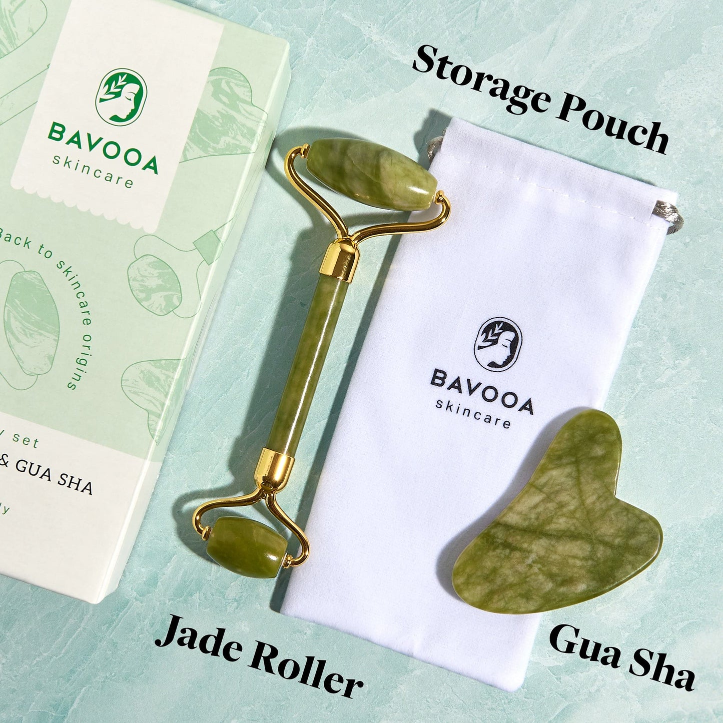 R.E.M Spring Jade Roller and Gua Sha - Spa Grade Face Roller Massager and Gua Sha Massage Tool Set. 100% Authentic Jade Stone. Reduces Puffiness, Wrinkles and Reveals Your Natural Glow