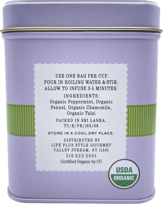 Organic Sleep Blend Herbal Tea - 50 Packets - Natural Chamomile, Peppermint, Fennel And Tulsi Teabags - USDA Certified 100% Non-GMO - Decaffeinated Designer Gift Tin