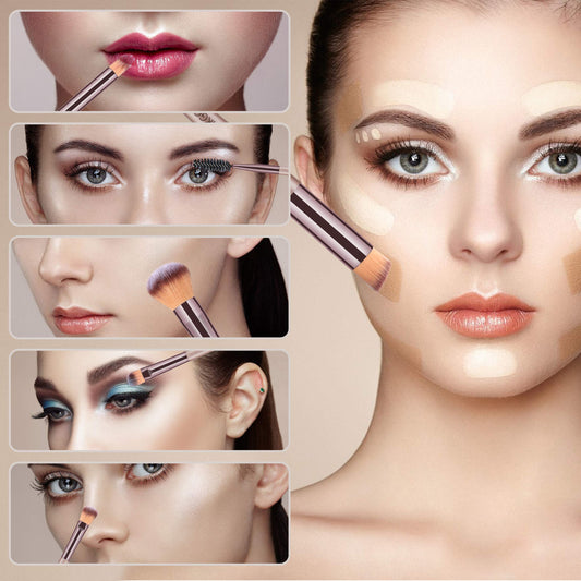 HEYMKGO Makeup Brushes 15PCS Champagne Gold Professional Makeup Brush Set Foundation Brush Blending Powder Blush Concealer Eye Make Up Brush with Bag