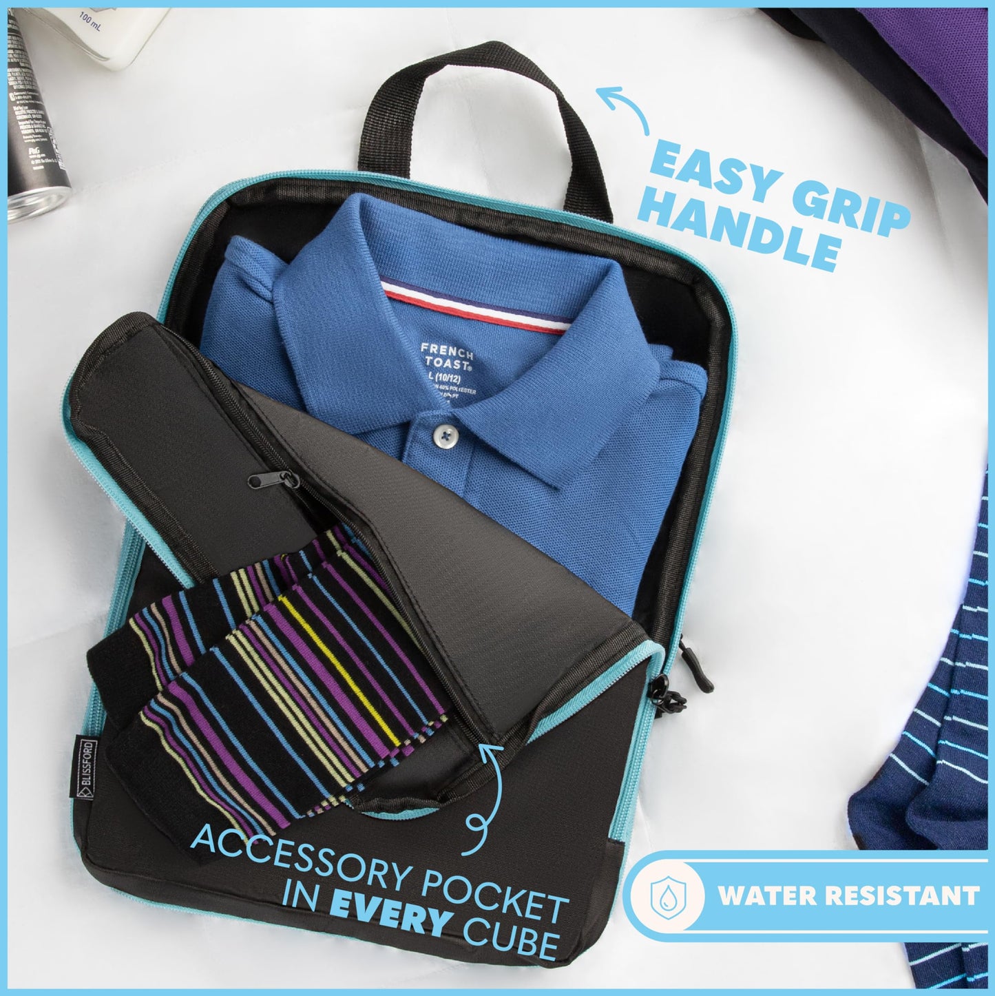 Compression Packing Cubes Travel, 4 Set Packing Cubes for Carry on Suitcase, Suitcase Organizer Bags Set, Compression Bags Travel, Best Travel Packing Cubes Compression - with Inside Pockets