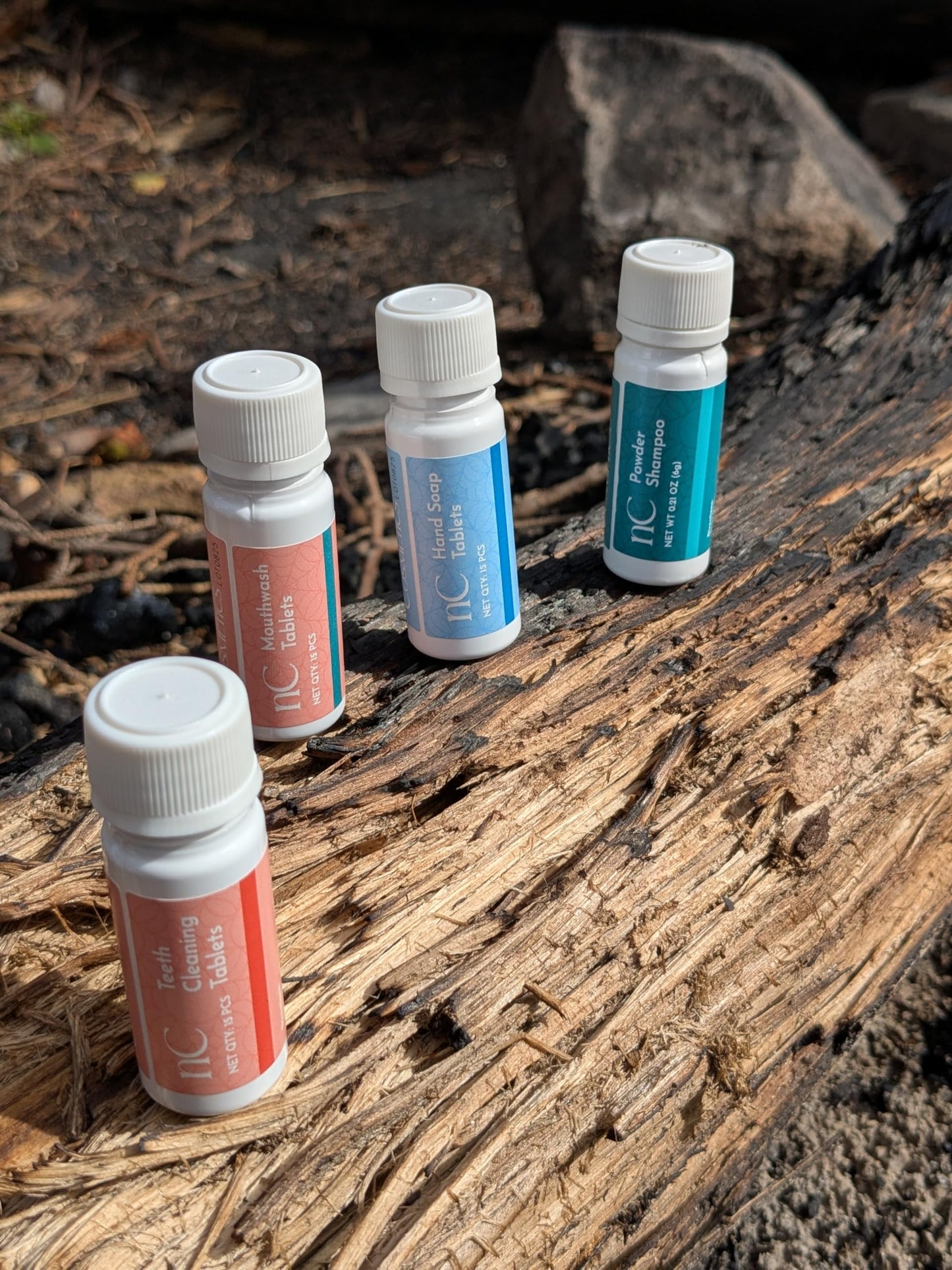 NanoSPACE Waterless Travel Toiletry Set, TSA Compliant, Includes Powder Shampoo, Toothpaste Tablets, Mouthwash Tablets, Soap Tablets