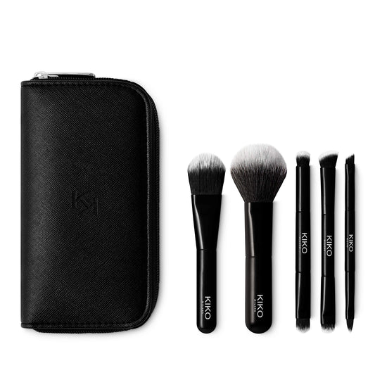 KIKO Milano Travel Brush Set | Travel Pouch With 5 Professional Brushes