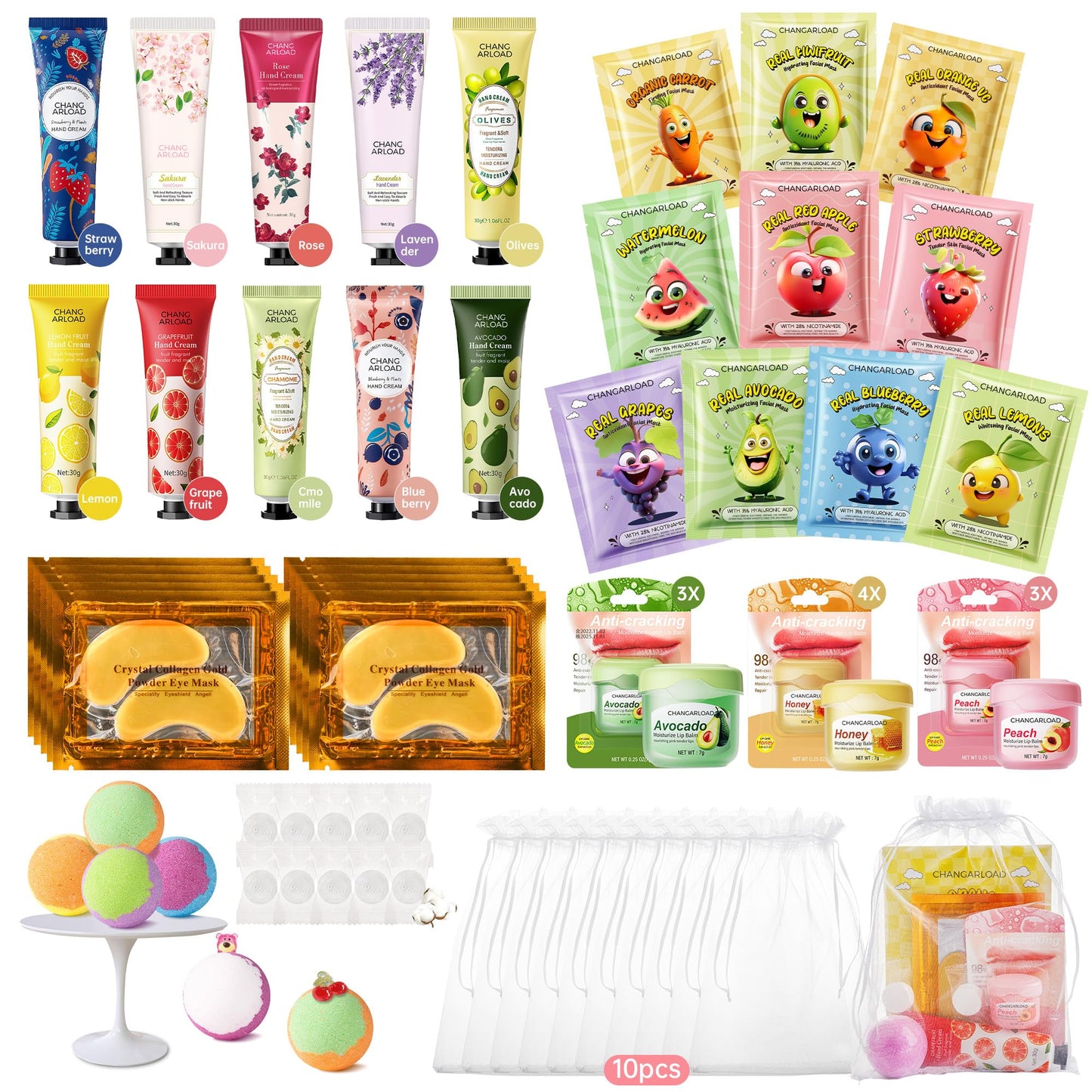 70-Piece Spa Party Kit for 10 People, Girls Spa Night Set & Spa Kit for Girls Ages 10-12 | Includes Bath Bomb, Face/Eye Mask, Lip Balm, Hand Cream, Towe, Gift Bag | Spa Day (Spa Set 10 people-70pcs)