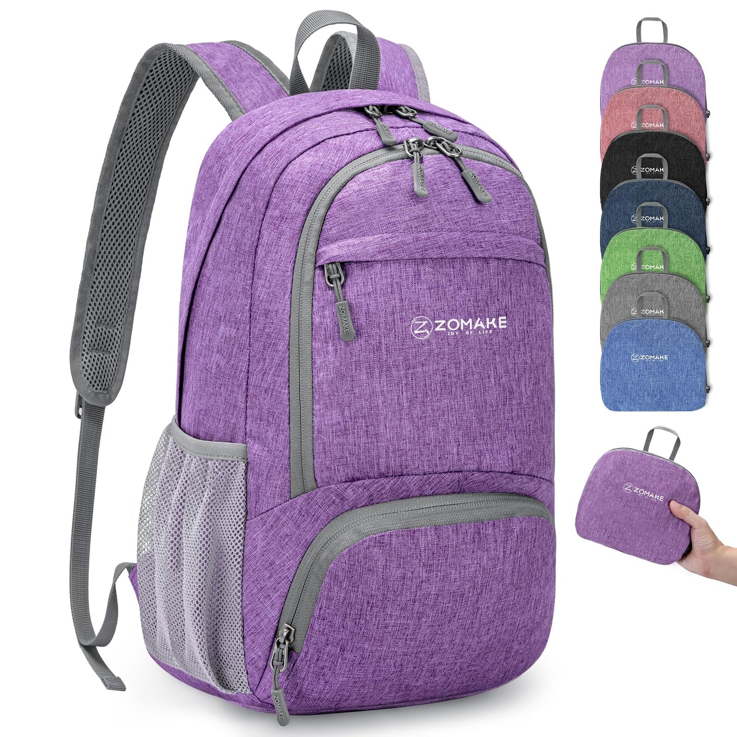 ZOMAKE Ultra Lightweight Packable Backpack 20L,Small Foldable Backpacks Hiking Water Resistant Collapsible Daypack for Women Men(Light Purple-C2)