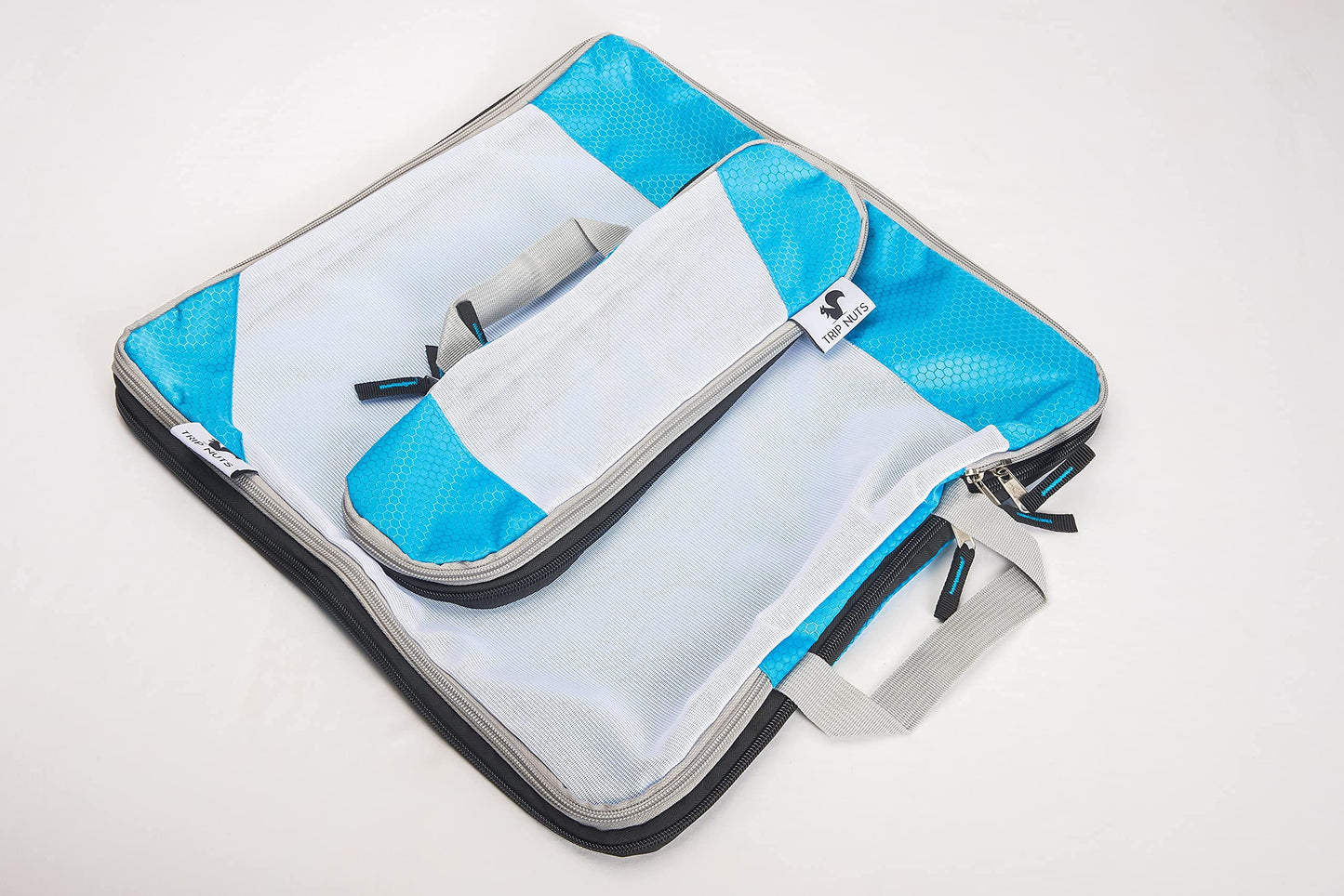 TRIP NUTS 6 Piece Travel Compression Packing Cubes Set - Luggage Organizer, BlueWhite