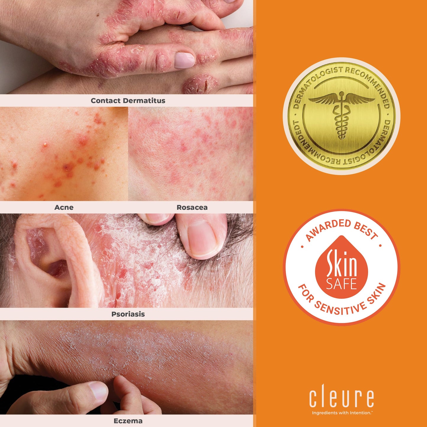 Cleure Hyaluronic Acid & Shea Butter Anti-Aging Night Cream/Day Cream Skincare Set for Sensitive Skin, Gluten, Salicylate, Paraben & Fragrance Free